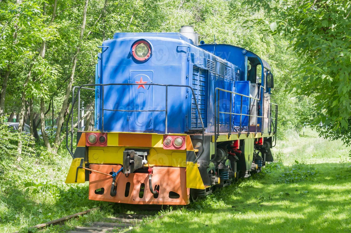 Electric locomotive on the rails photo