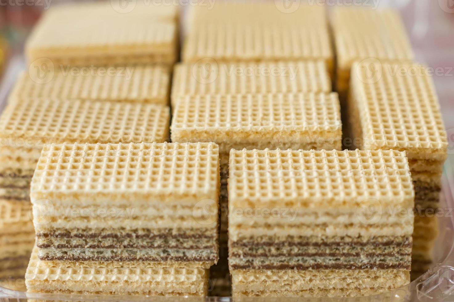 Wafers with chocolate filling closeup photo