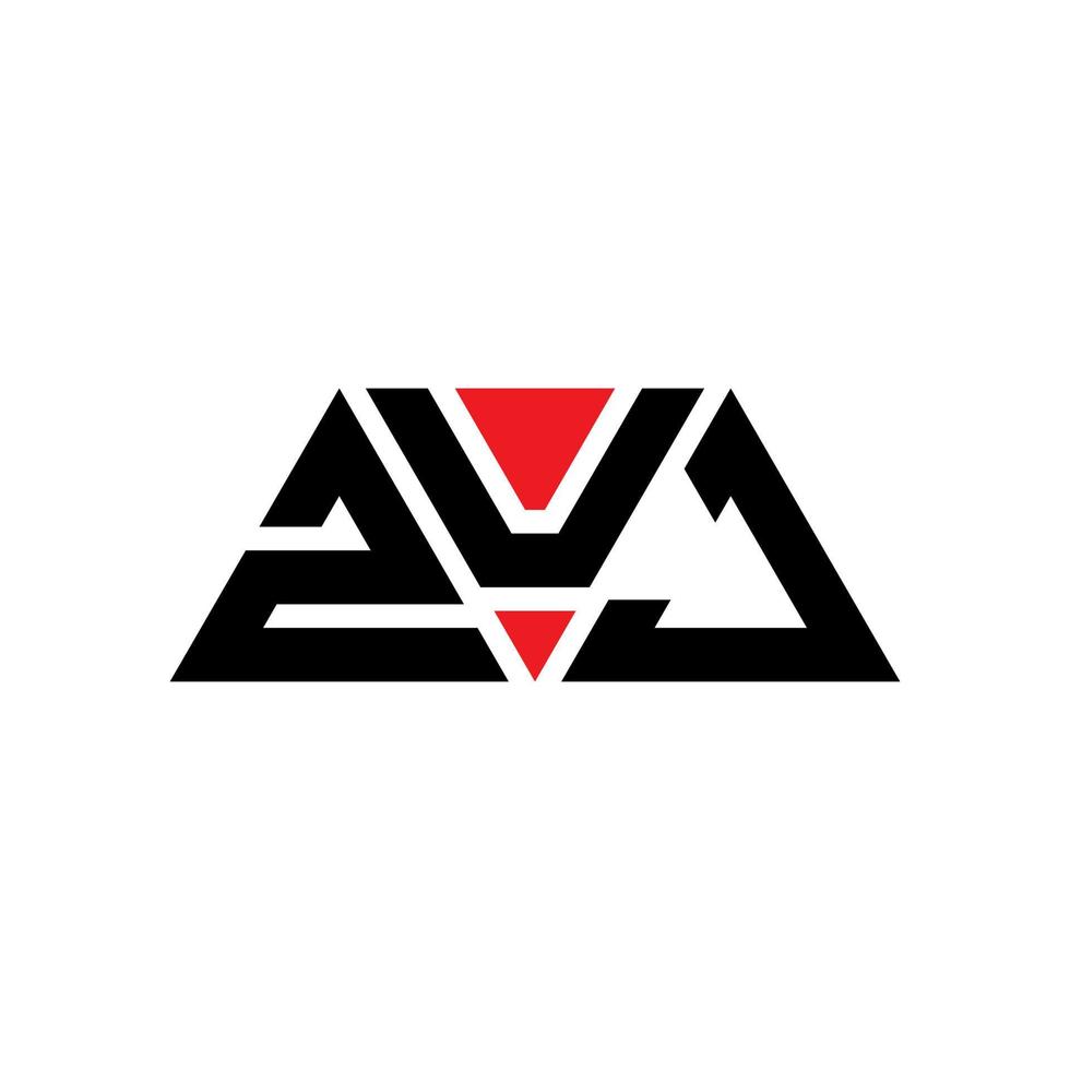 ZUJ triangle letter logo design with triangle shape. ZUJ triangle logo design monogram. ZUJ triangle vector logo template with red color. ZUJ triangular logo Simple, Elegant, and Luxurious Logo. ZUJ