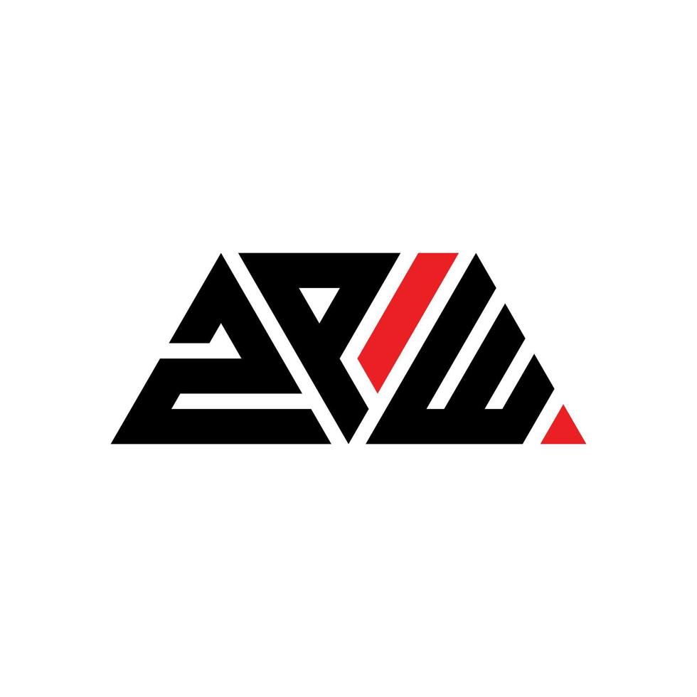 ZPW triangle letter logo design with triangle shape. ZPW triangle logo design monogram. ZPW triangle vector logo template with red color. ZPW triangular logo Simple, Elegant, and Luxurious Logo. ZPW