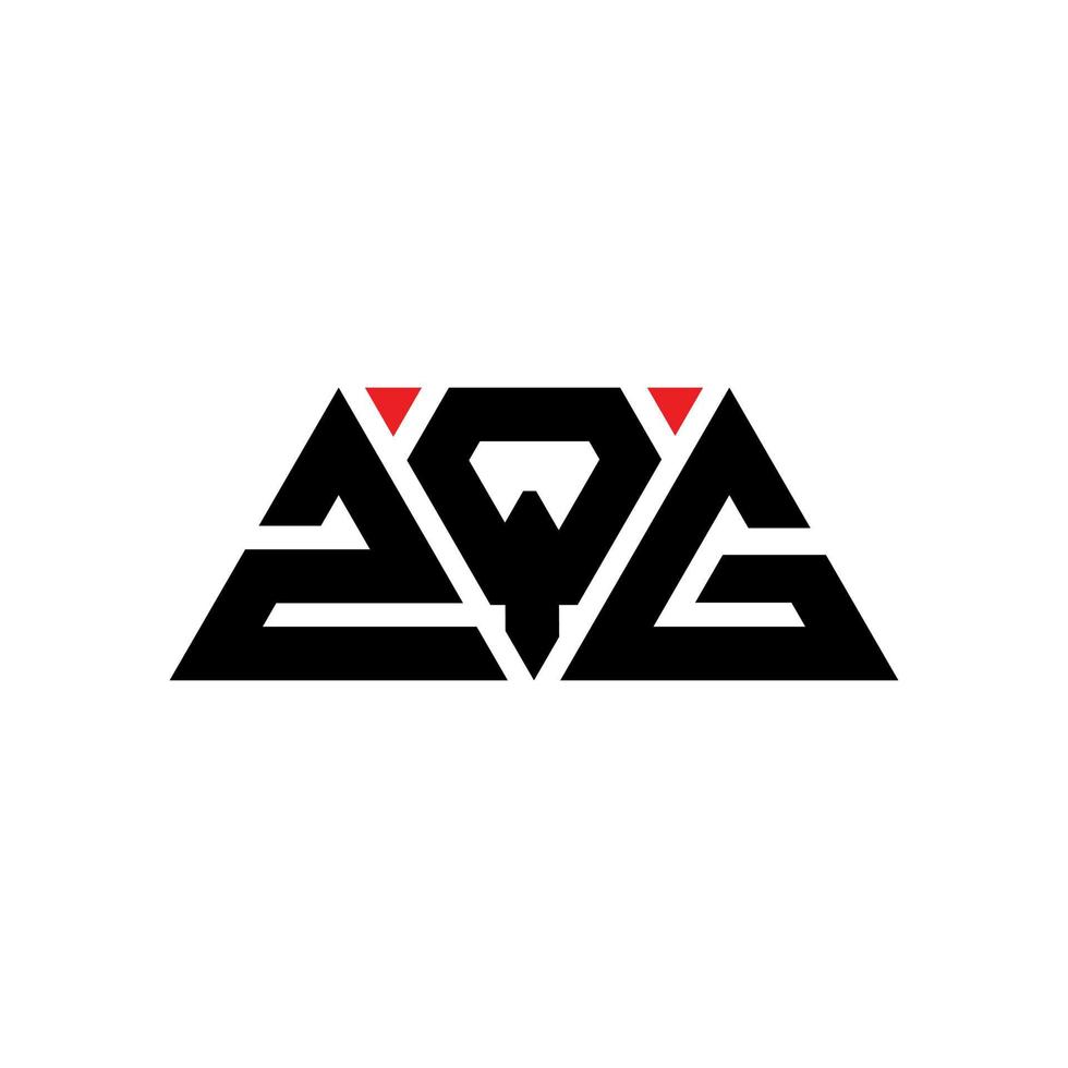 ZQG triangle letter logo design with triangle shape. ZQG triangle logo design monogram. ZQG triangle vector logo template with red color. ZQG triangular logo Simple, Elegant, and Luxurious Logo. ZQG