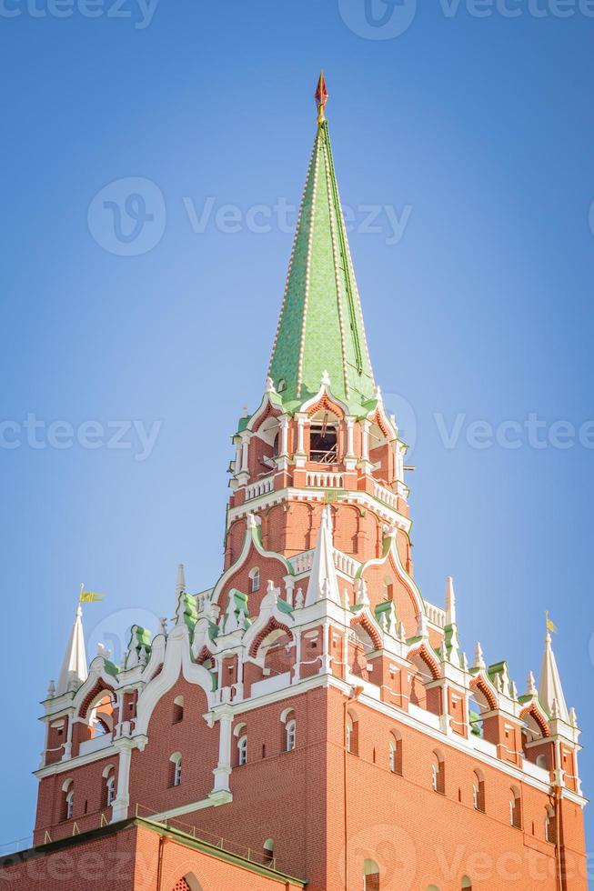 Trinity tower of Moscow Kremlin against blue sky photo