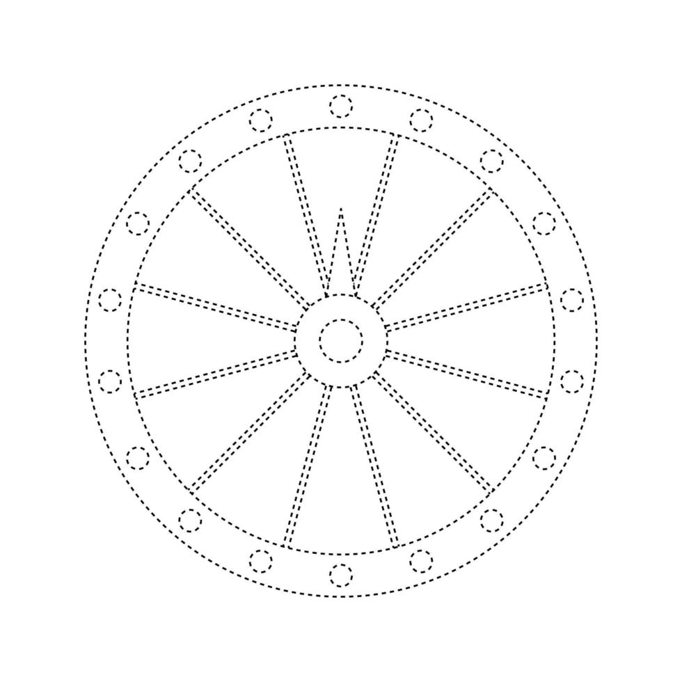 Fortune Wheel tracing worksheet for kids vector