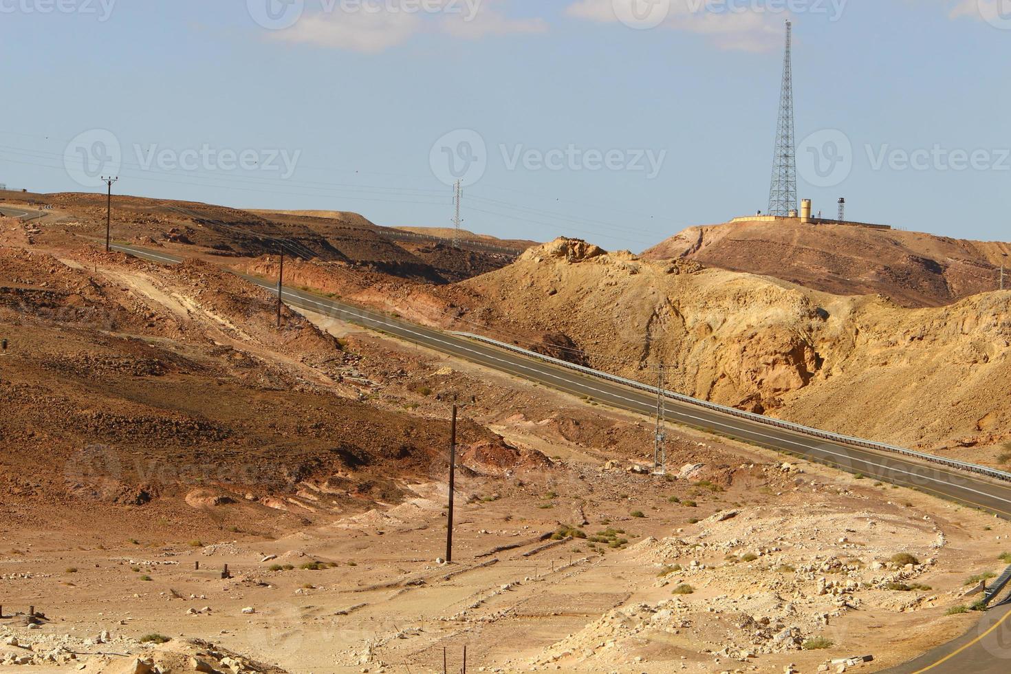 Highway in the Eilat Mountains in the Southern Negev, southern Israel. photo
