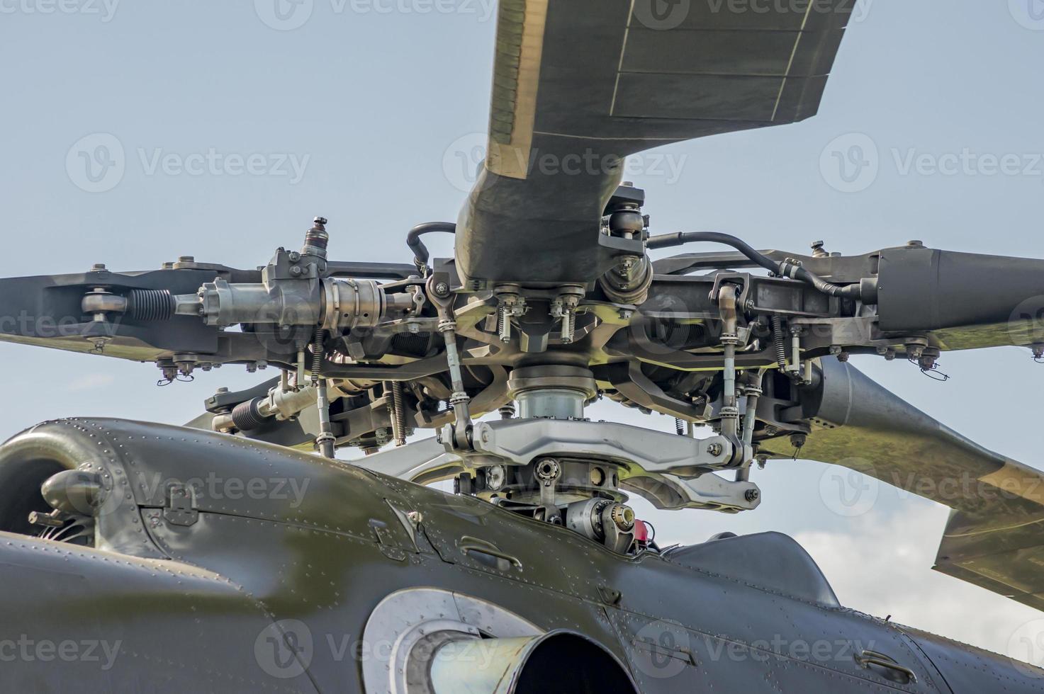 Close up of military helicopter. photo