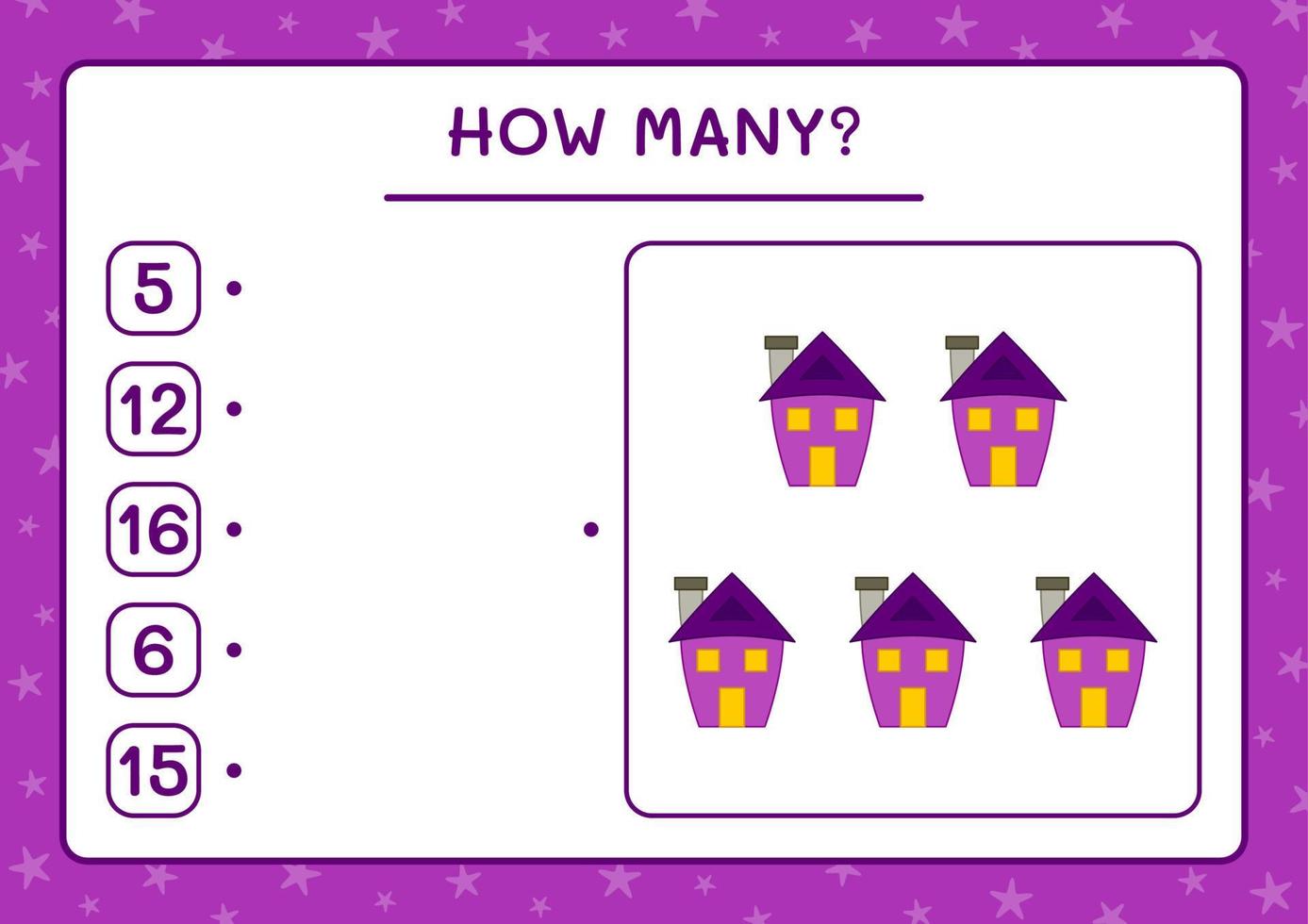 How many House, game for children. Vector illustration, printable ...