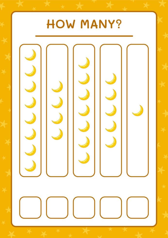 How many Moon, game for children. Vector illustration, printable worksheet