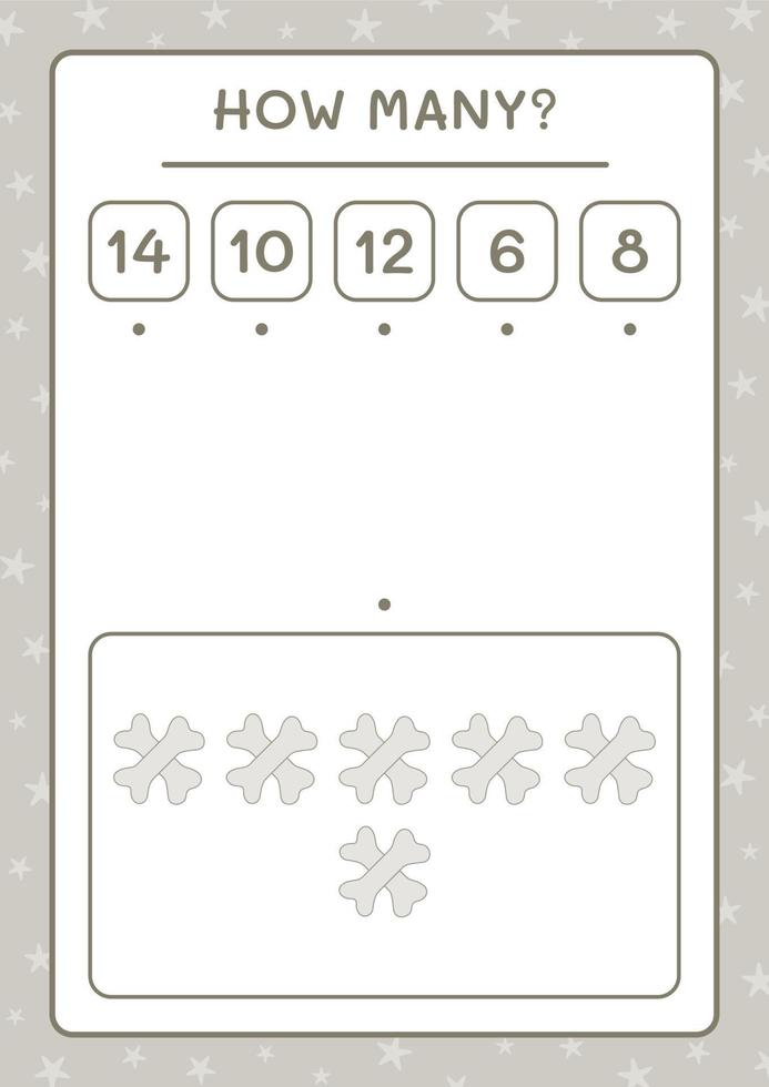 How many Bone, game for children. Vector illustration, printable worksheet