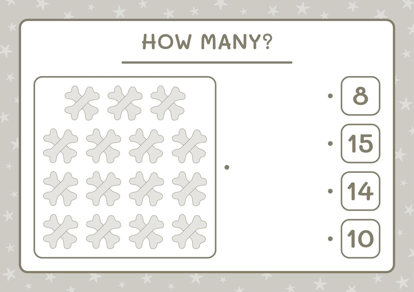 How many Bone, game for children. Vector illustration, printable worksheet