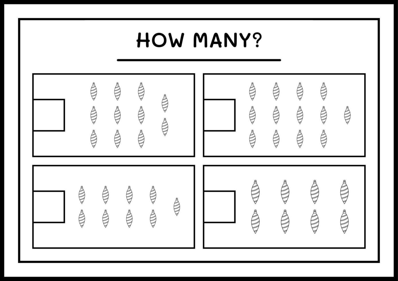 How many christmas ornament, game for children. Vector illustration, printable worksheet