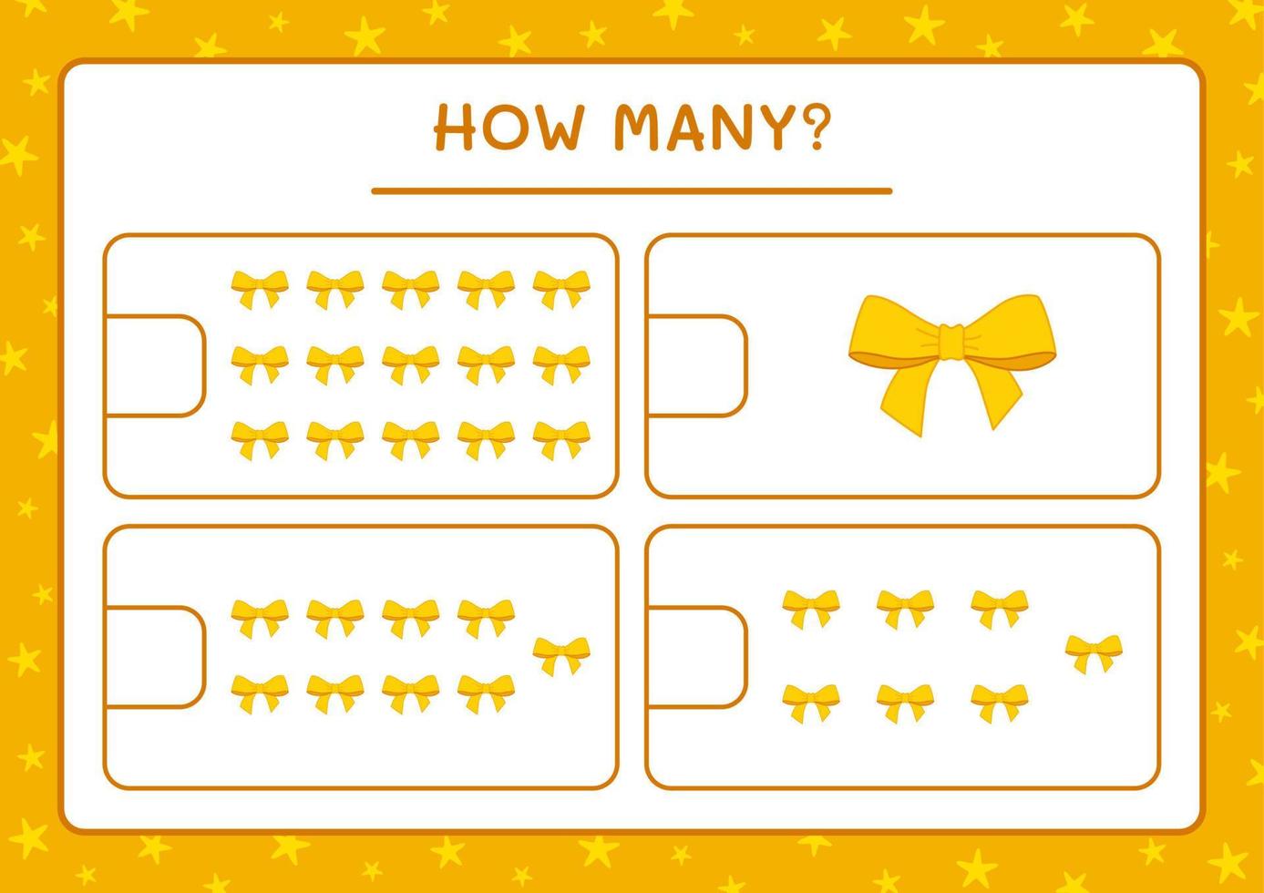 How many ribbon, game for children. Vector illustration, printable worksheet