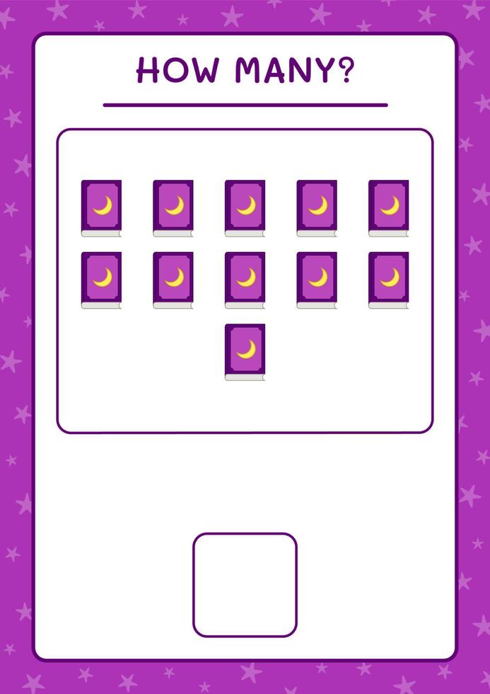 How many Book, game for children. Vector illustration, printable worksheet