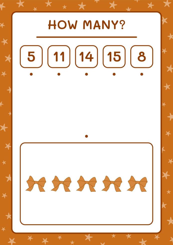 How many ribbon, game for children. Vector illustration, printable worksheet
