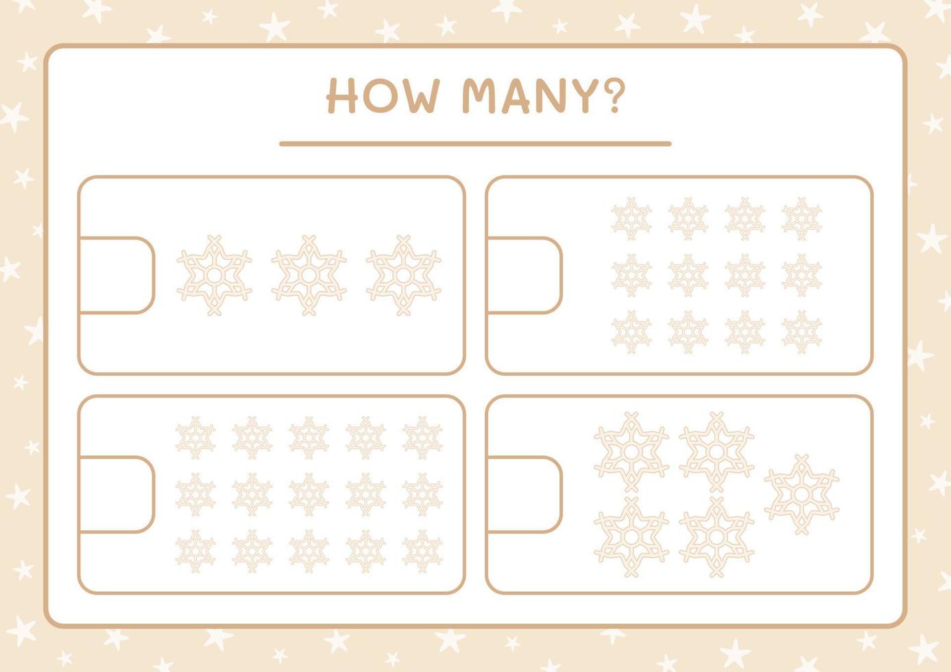 How many snowflake, game for children. Vector illustration, printable worksheet