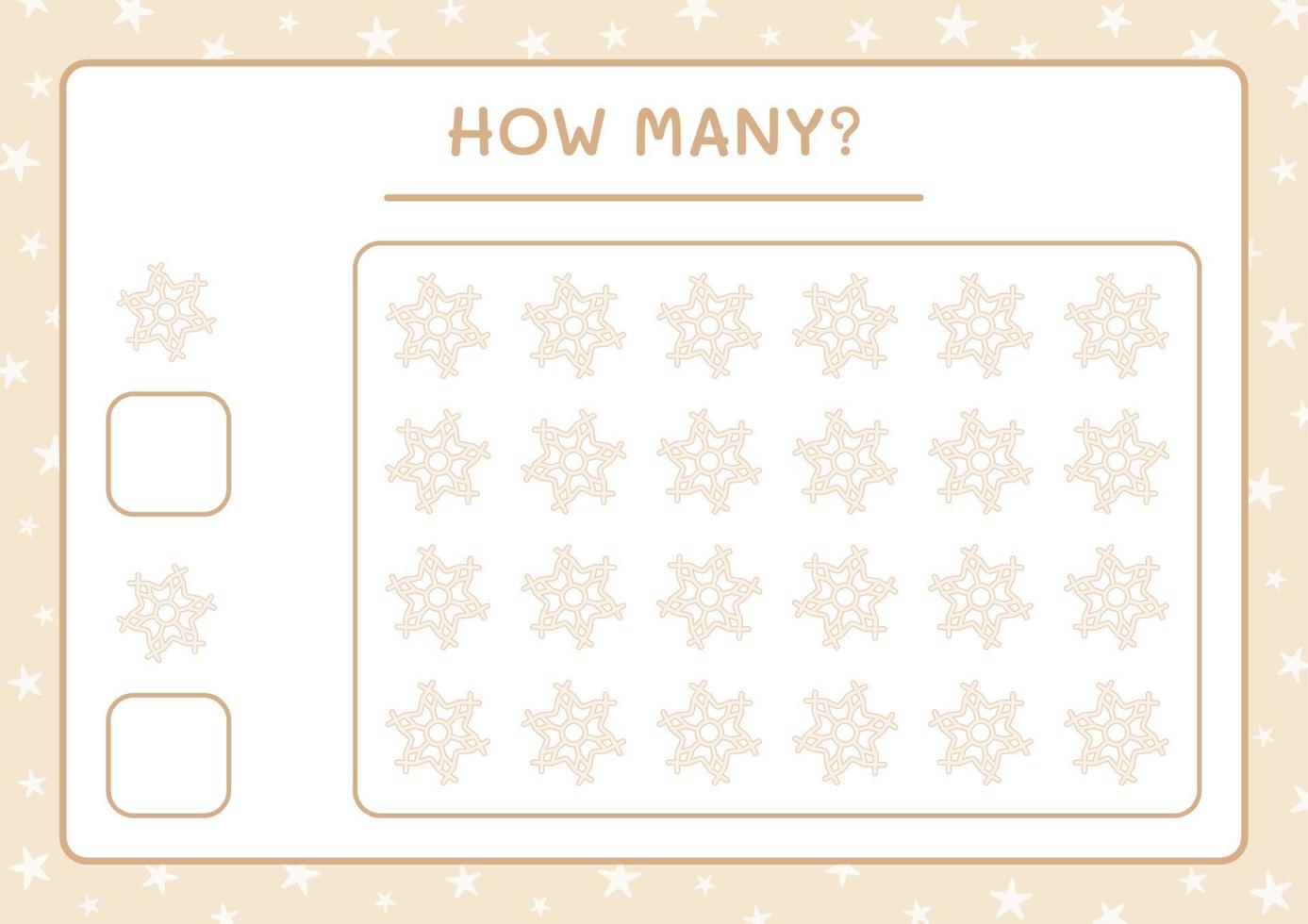How many snowflake, game for children. Vector illustration, printable worksheet