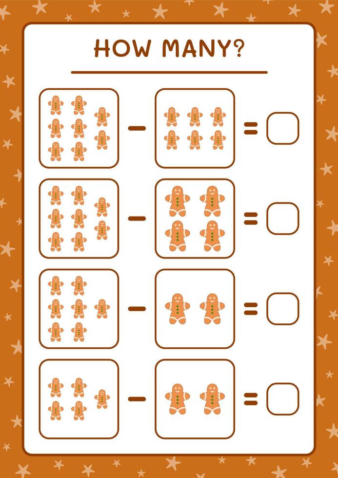 How many gingerbread cookie, game for children. Vector illustration, printable worksheet
