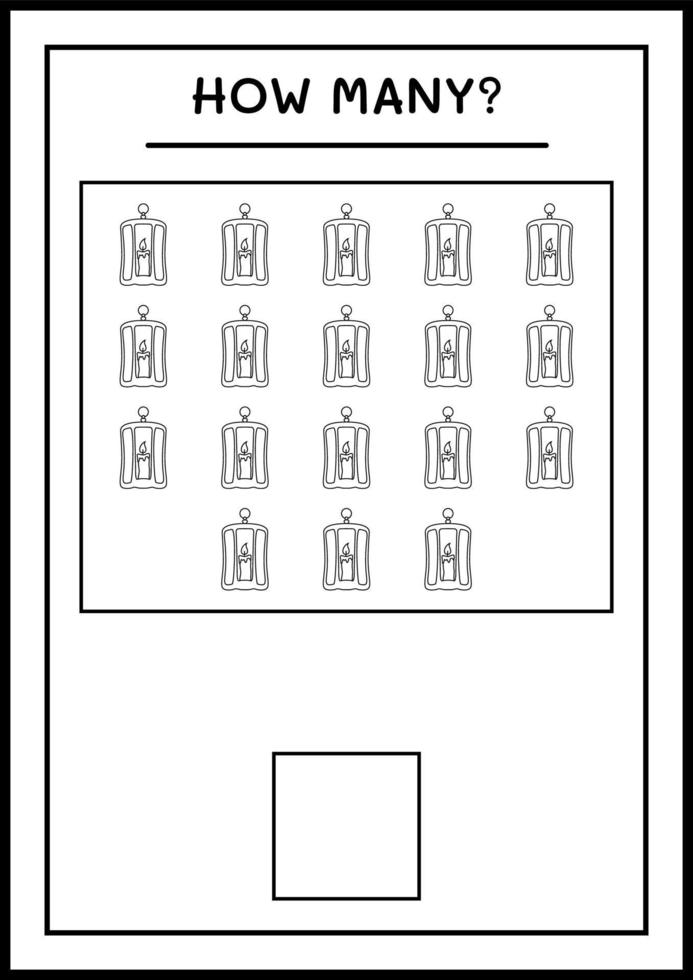 How many Lantern, game for children. Vector illustration, printable worksheet