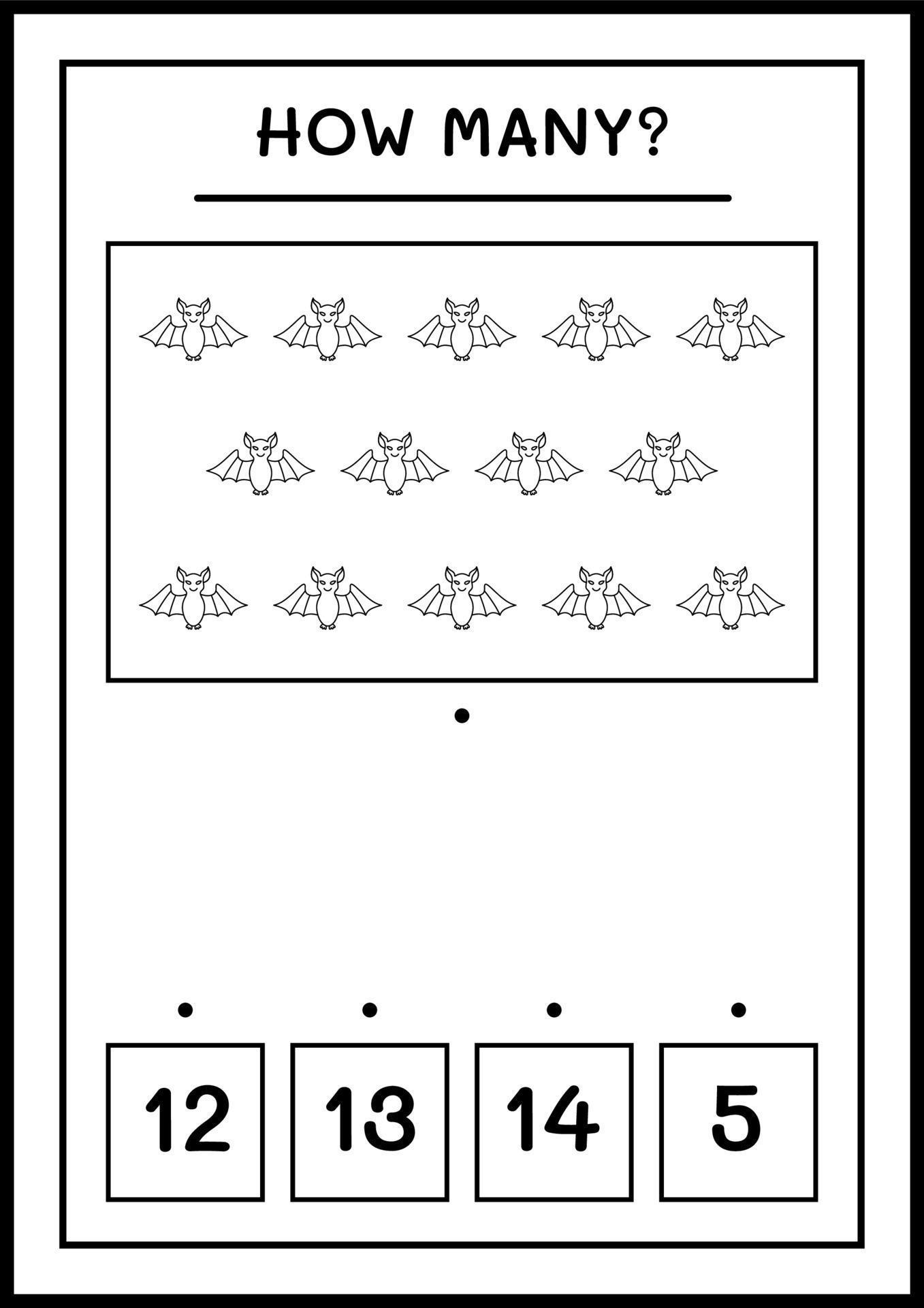 How many Bat, game for children. Vector illustration, printable