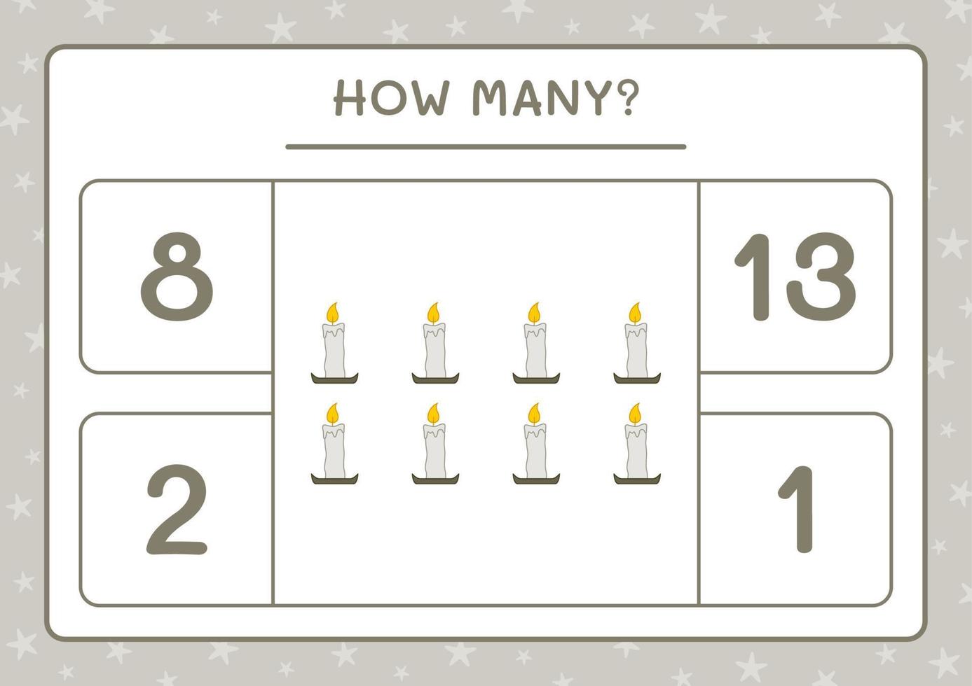 How many Candle, game for children. Vector illustration, printable worksheet
