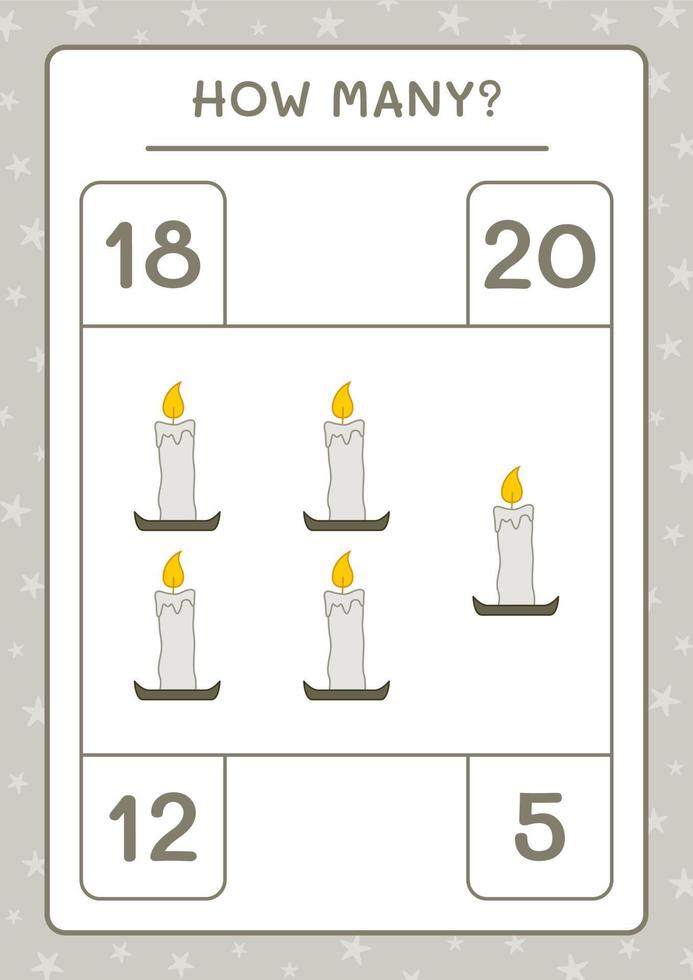 How many Candle, game for children. Vector illustration, printable worksheet