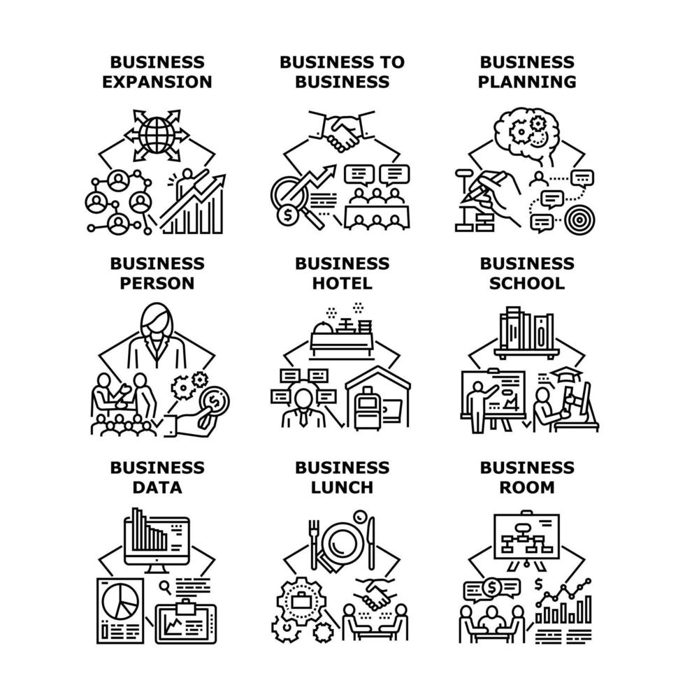Business School Set Icons Vector Illustrations