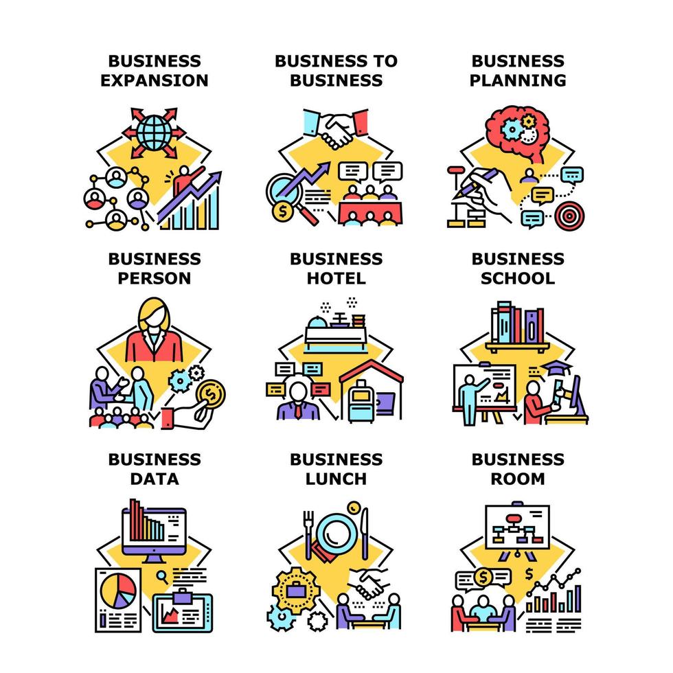 Business School Set Icons Vector Illustrations