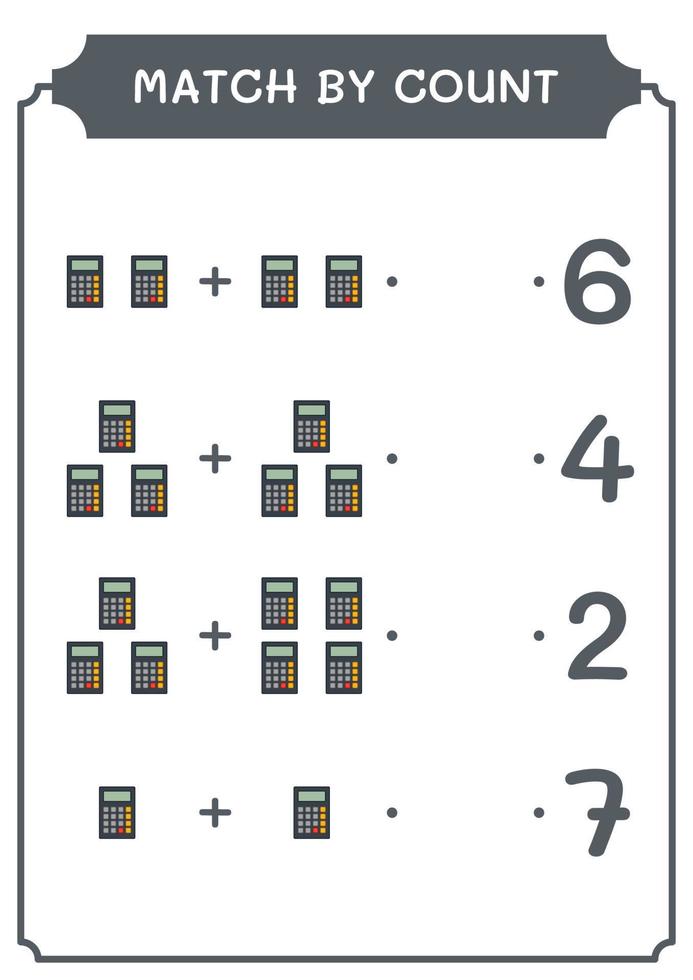 Match by count of Calculator, game for children. Vector illustration, printable worksheet