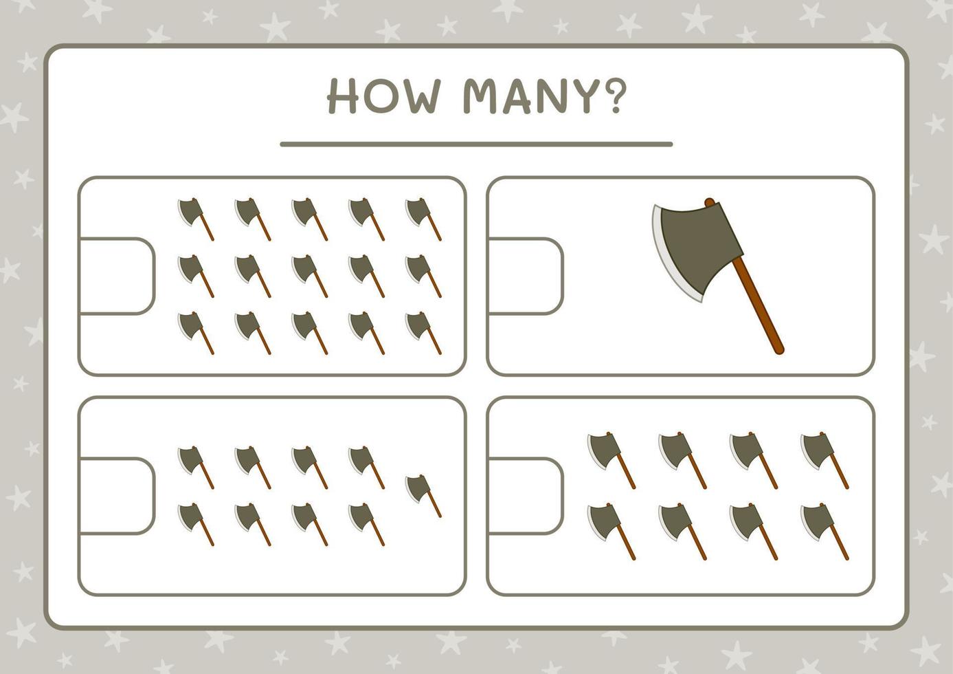 How many Ax, game for children. Vector illustration, printable worksheet