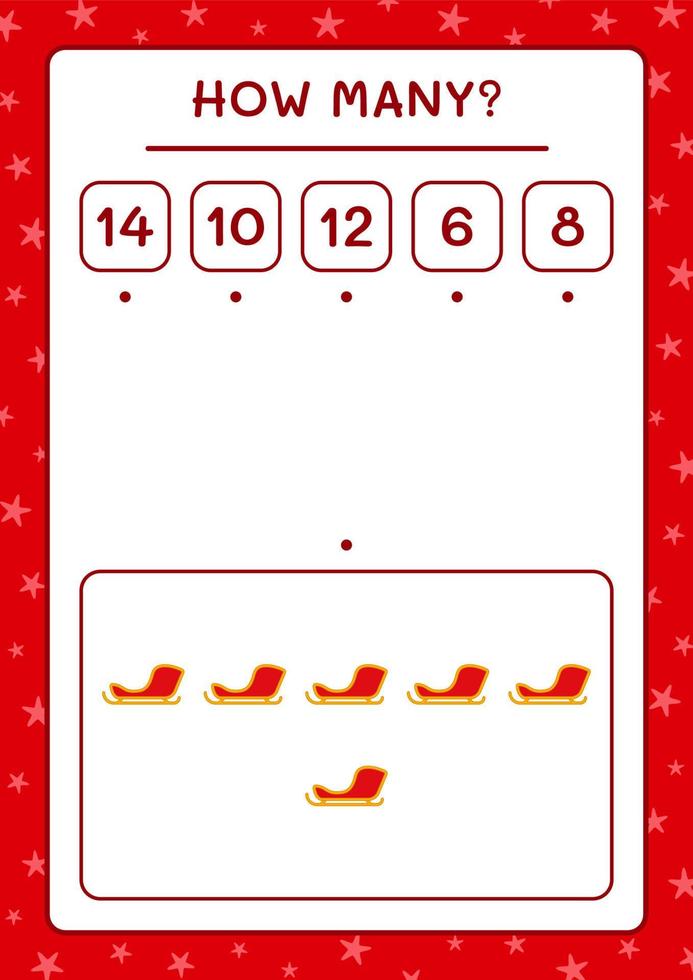 How many santa claus sleigh, game for children. Vector illustration, printable worksheet