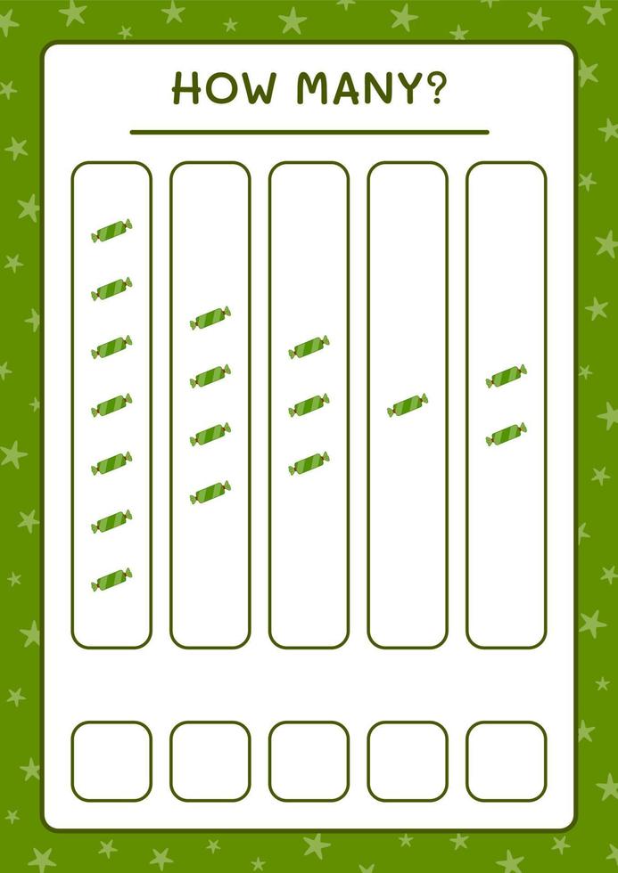 How many christmas candy, game for children. Vector illustration, printable worksheet