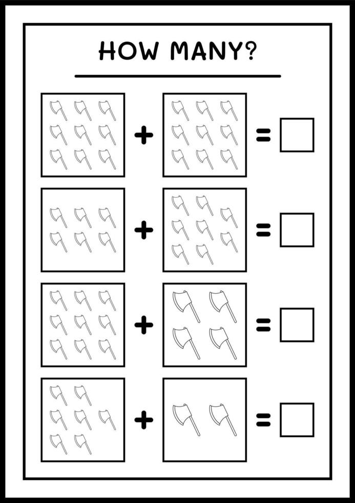 How many Ax, game for children. Vector illustration, printable