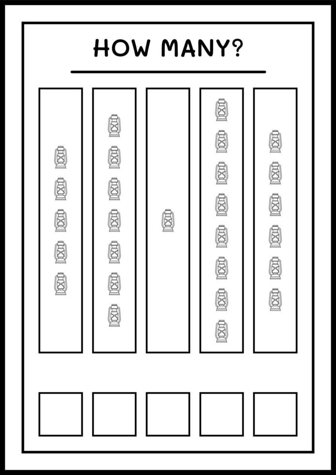How many christmas lantern, game for children. Vector illustration, printable worksheet