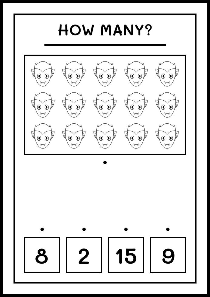 cuantos vampiros, juego para niños. ilustración vectorial, hoja de cálculo imprimible vector