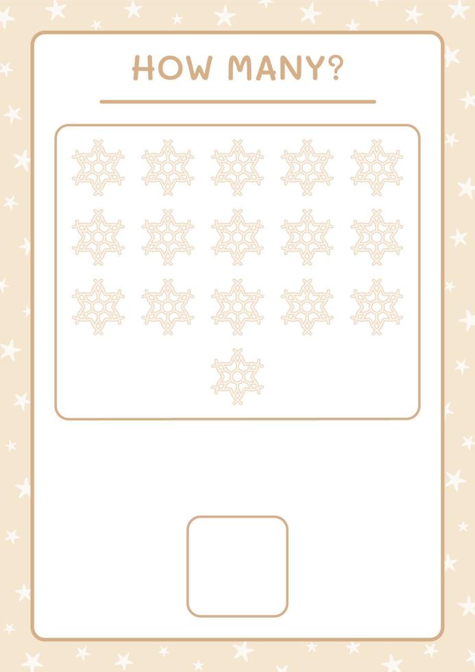 How many snowflake, game for children. Vector illustration, printable worksheet