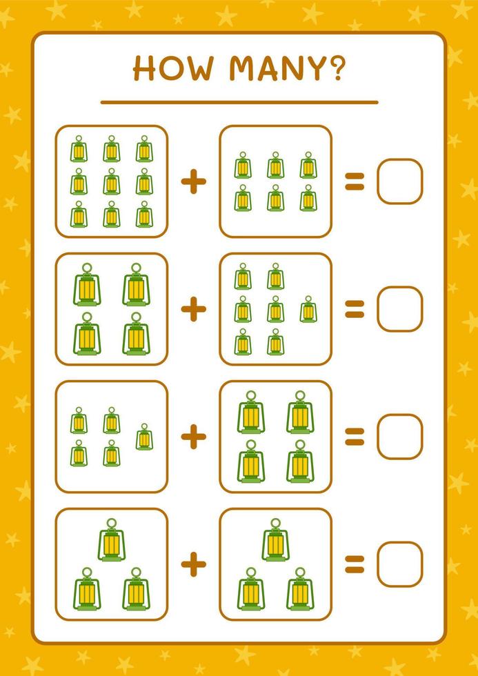 How many christmas lantern, game for children. Vector illustration, printable worksheet