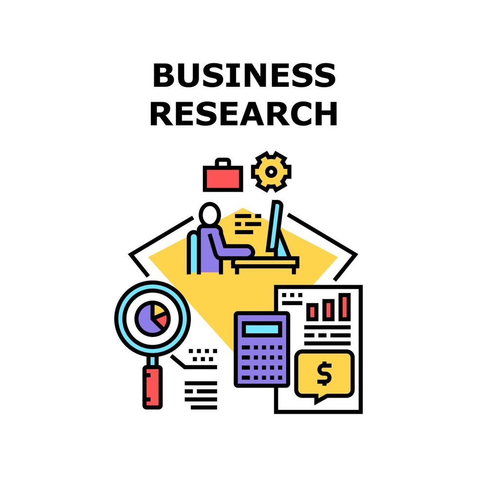 color de concepto de vector de informe de investigación empresarial