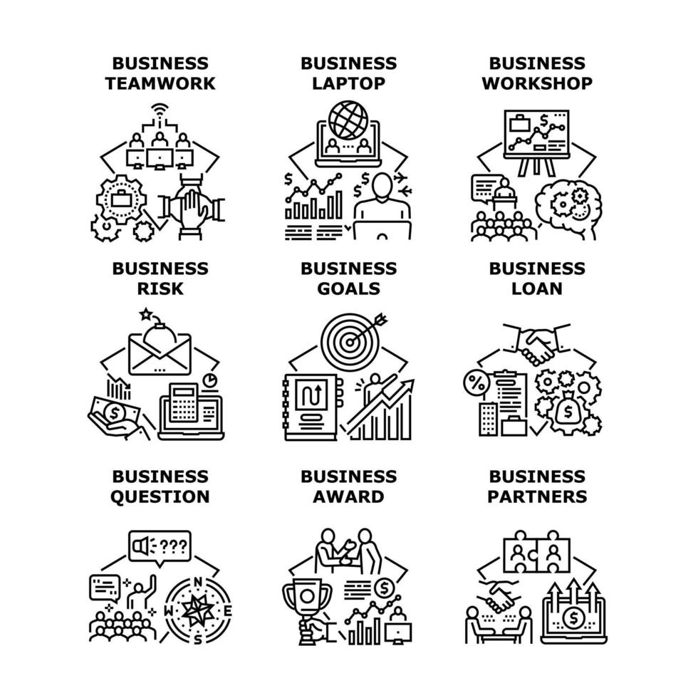 Business Goals Set Icons Vector Illustrations