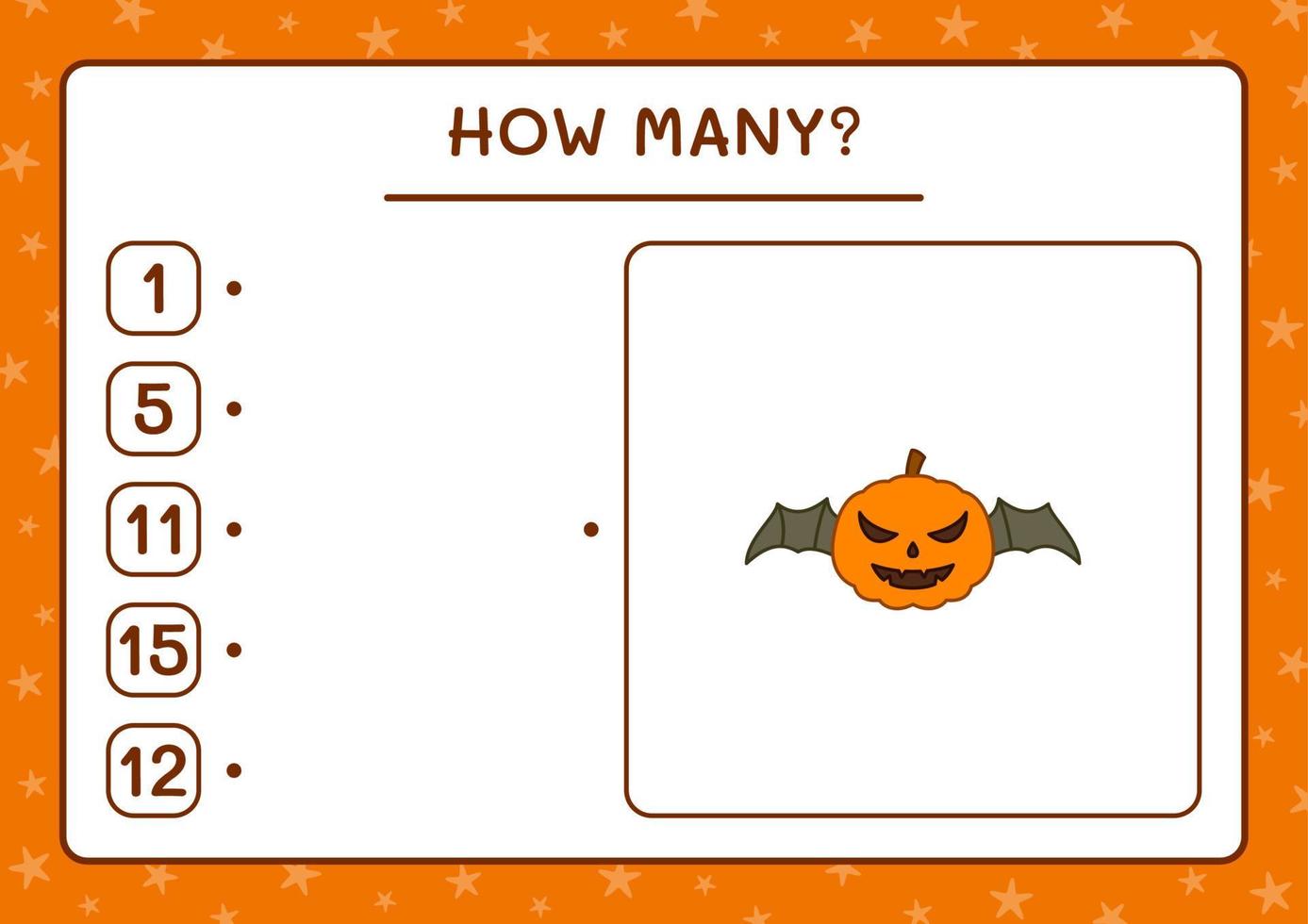 How many Pumpkin, game for children. Vector illustration, printable worksheet