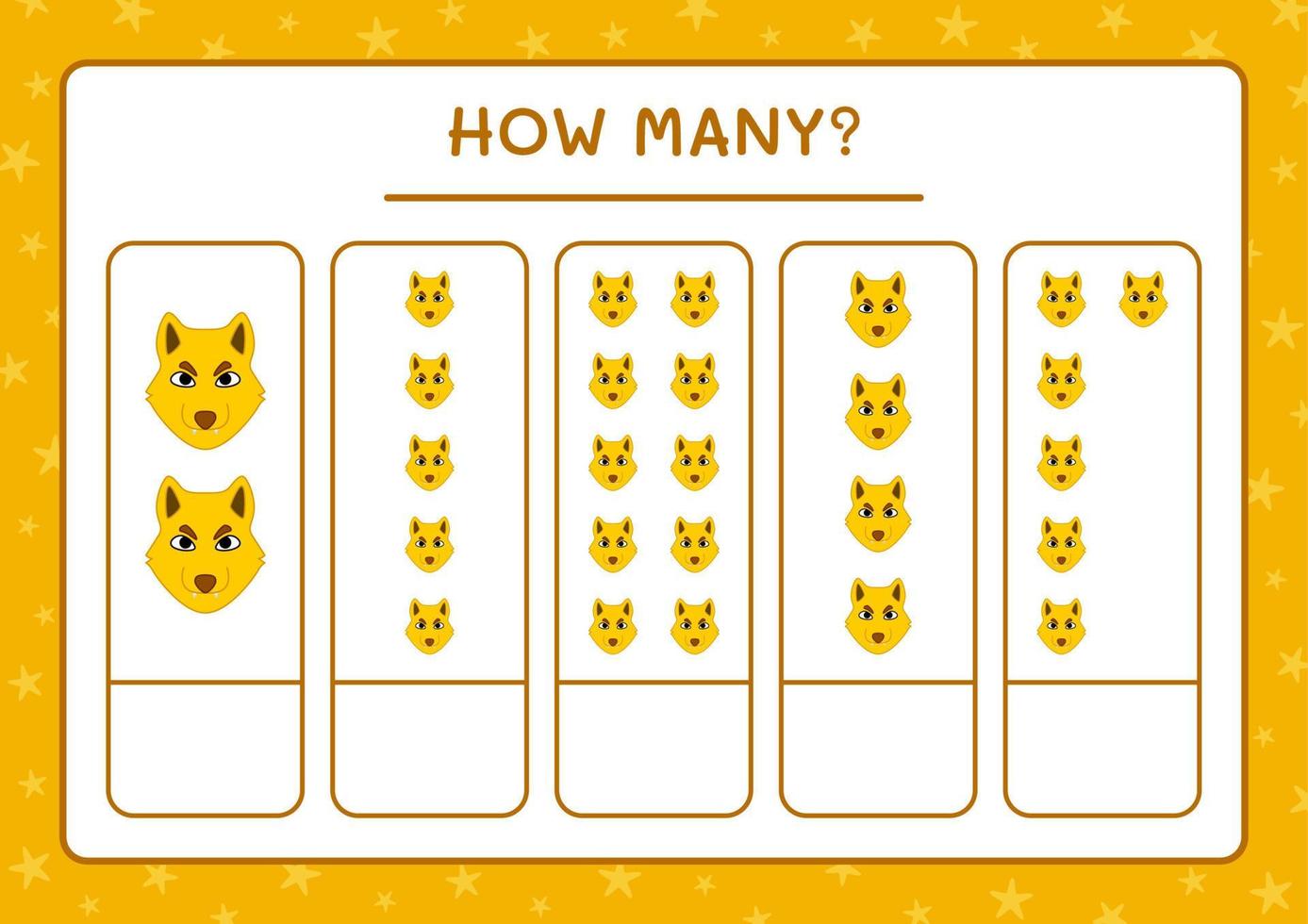 How many Wolf, game for children. Vector illustration, printable worksheet