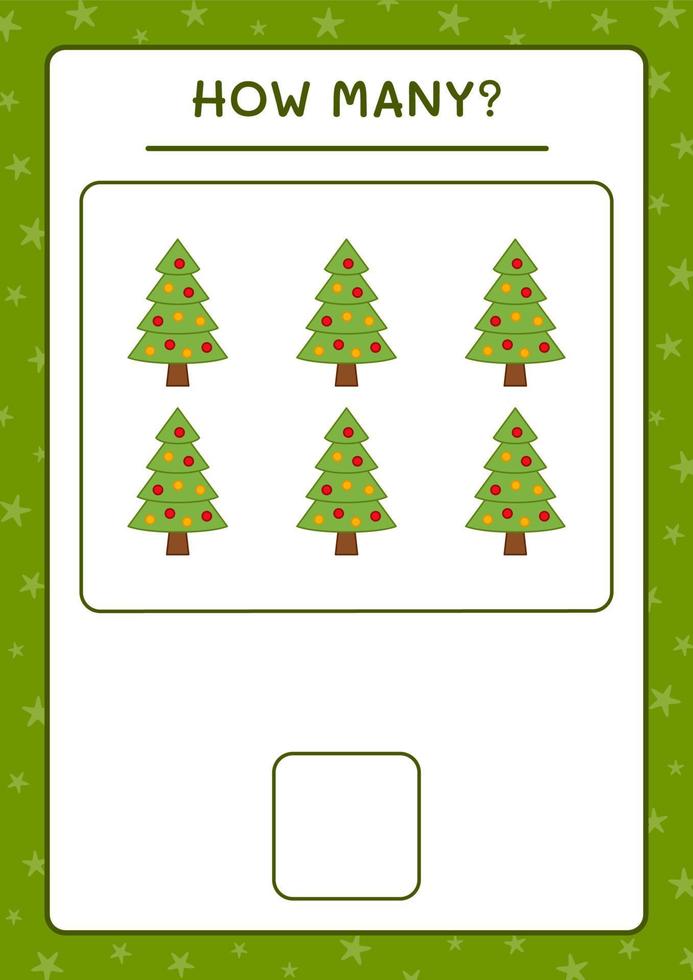 cuantos arboles de navidad, juego para niños. ilustración vectorial, hoja de cálculo imprimible vector