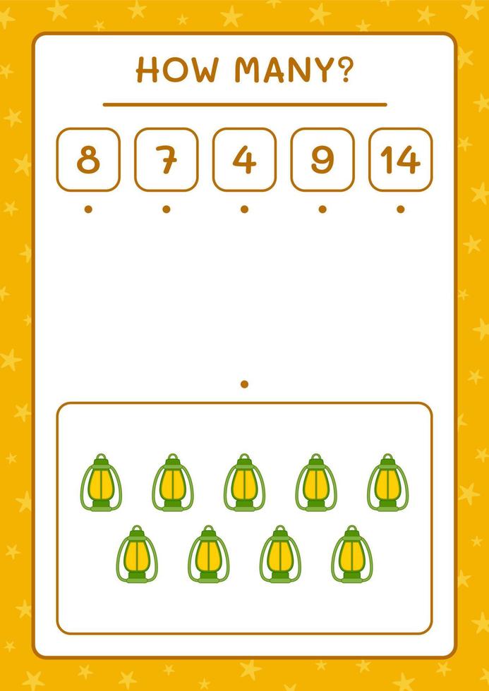 How many christmas lantern, game for children. Vector illustration, printable worksheet