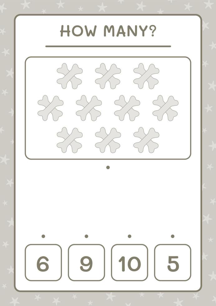 How many Bone, game for children. Vector illustration, printable worksheet