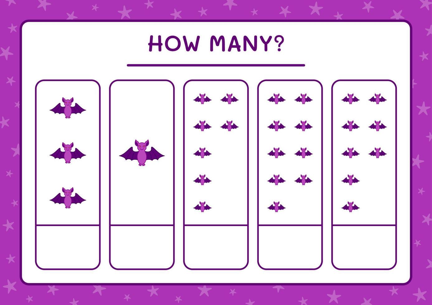 How many Bat, game for children. Vector illustration, printable worksheet