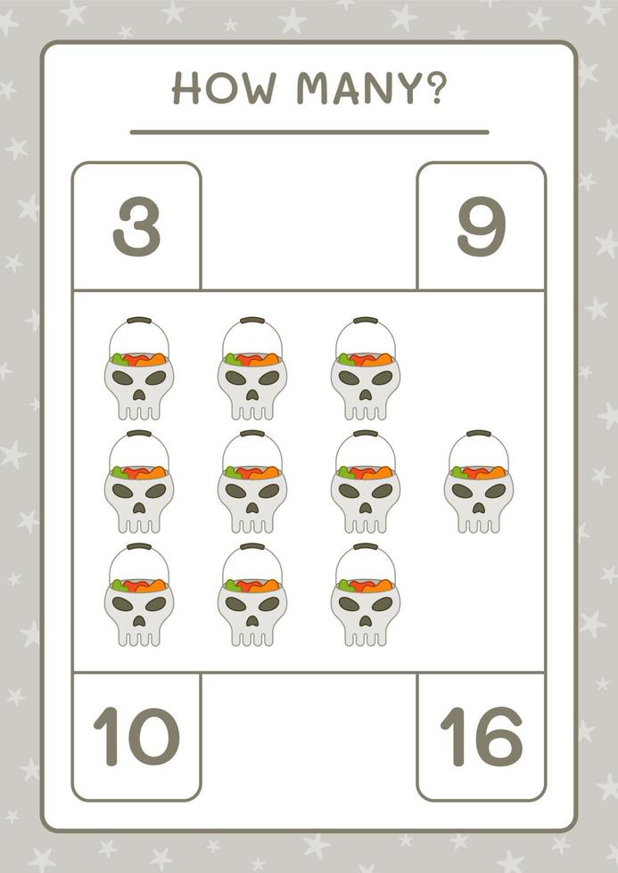 cuantas calaveras, juego para niños. ilustración vectorial, hoja de cálculo imprimible vector