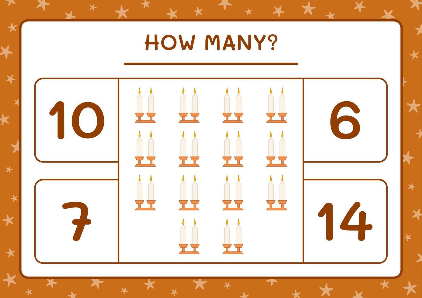 How many christmas candle, game for children. Vector illustration, printable worksheet