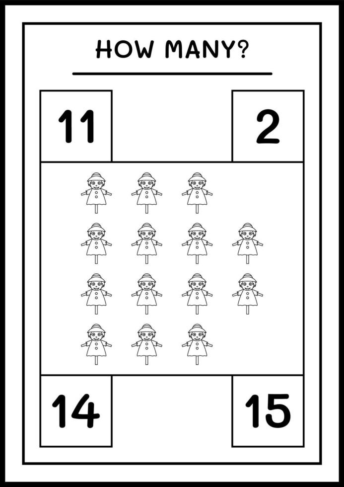 How many Scarecrow, game for children. Vector illustration, printable worksheet