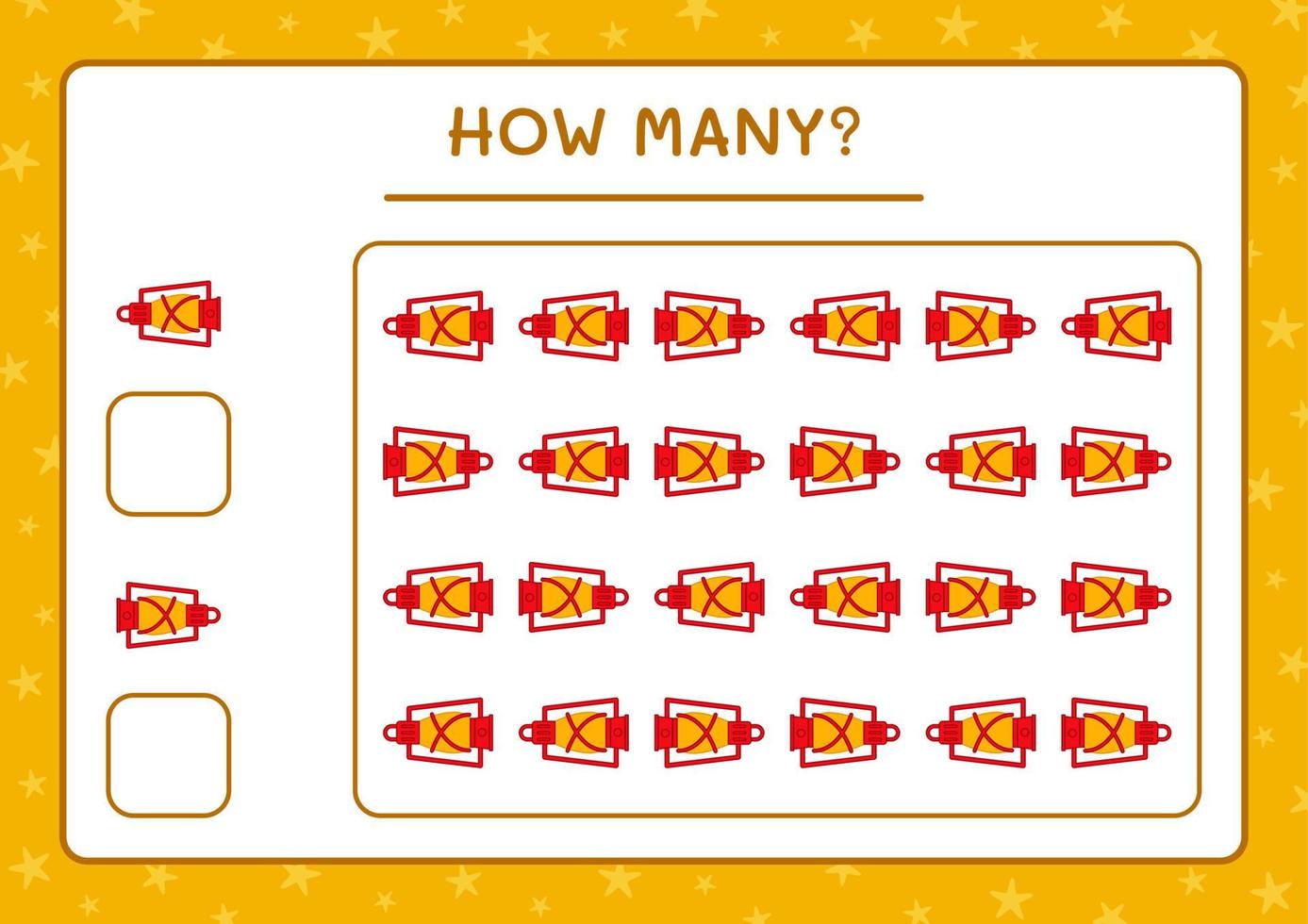 How many christmas lantern, game for children. Vector illustration, printable worksheet