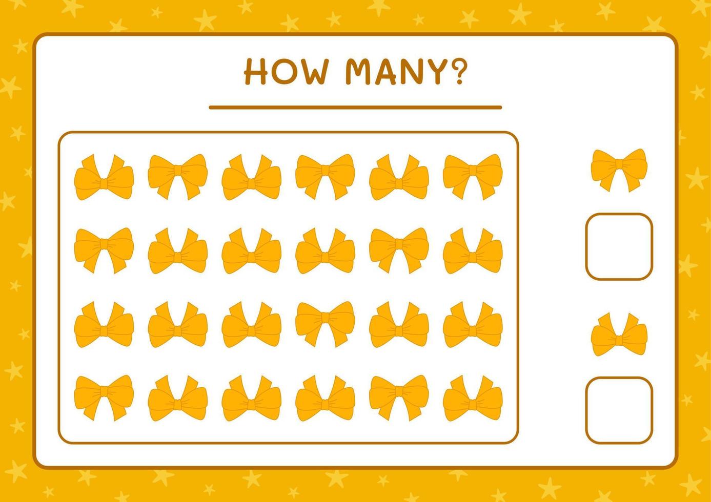 How many ribbon, game for children. Vector illustration, printable worksheet