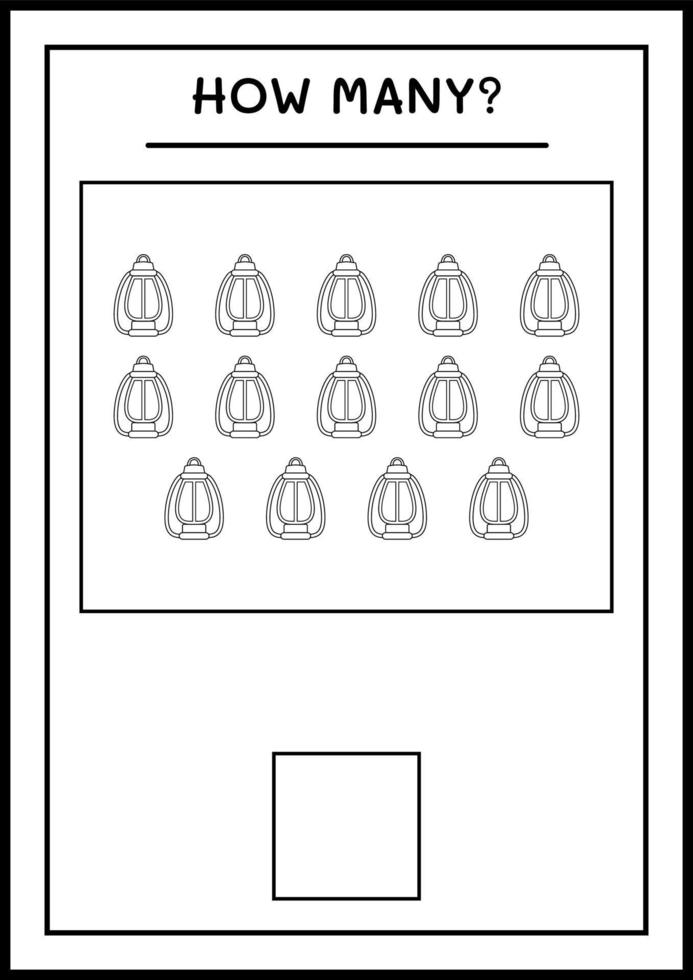How many christmas lantern, game for children. Vector illustration, printable worksheet