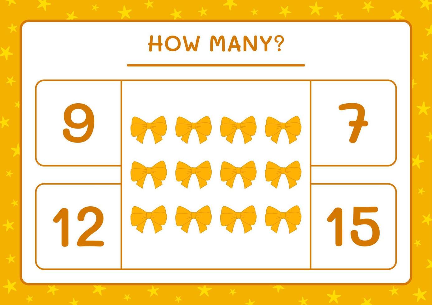 How many ribbon, game for children. Vector illustration, printable worksheet